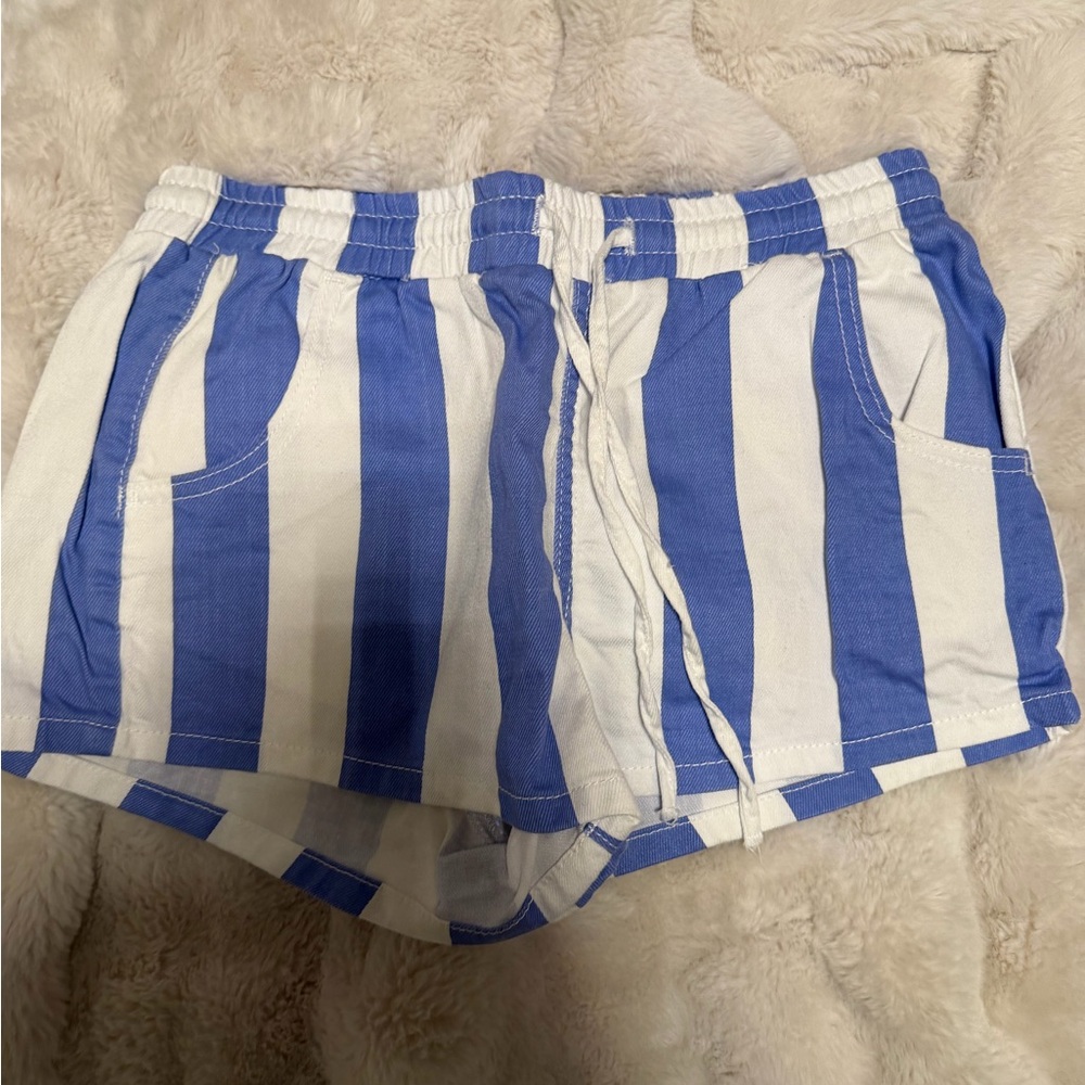 Altar'd State Blue and White Striped Athletic Shorts